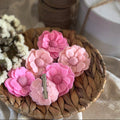 Pink Flower Hair Clips Set of 6 - Soft Foam Flowers with Pearl Centers