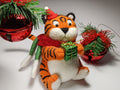 Christmas Tiger with Gift Sculpture