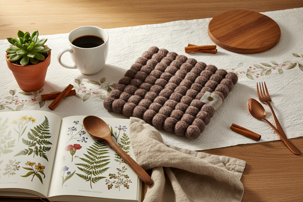 Handmade Wool Trivets Set - 4 Square Mixed Colors