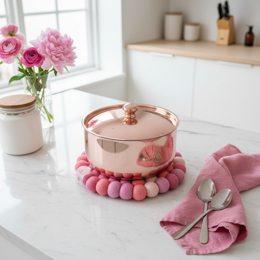 Handmade Wool Trivets - Round Petal Palette