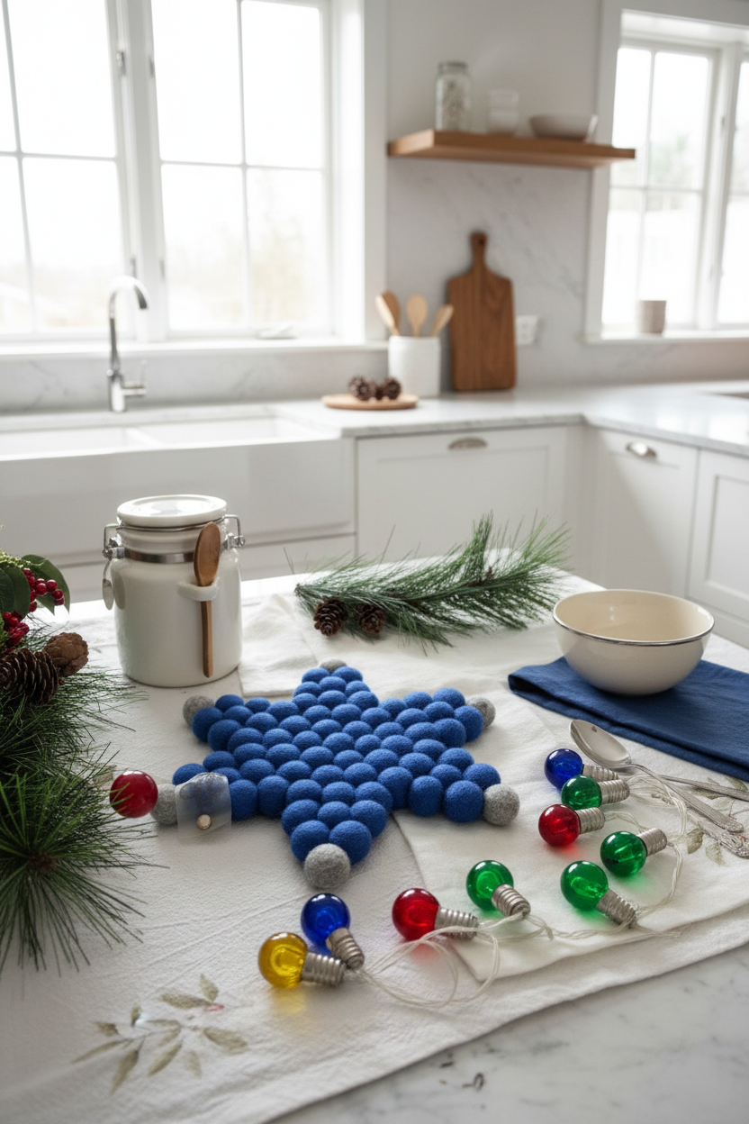 Handmade Wool Trivets - Star Sky Blue Small