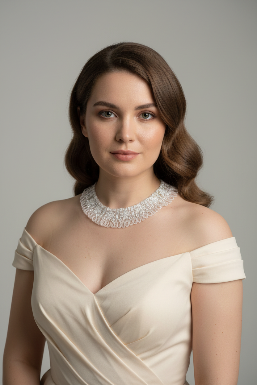 White Star Beaded Collar Necklace