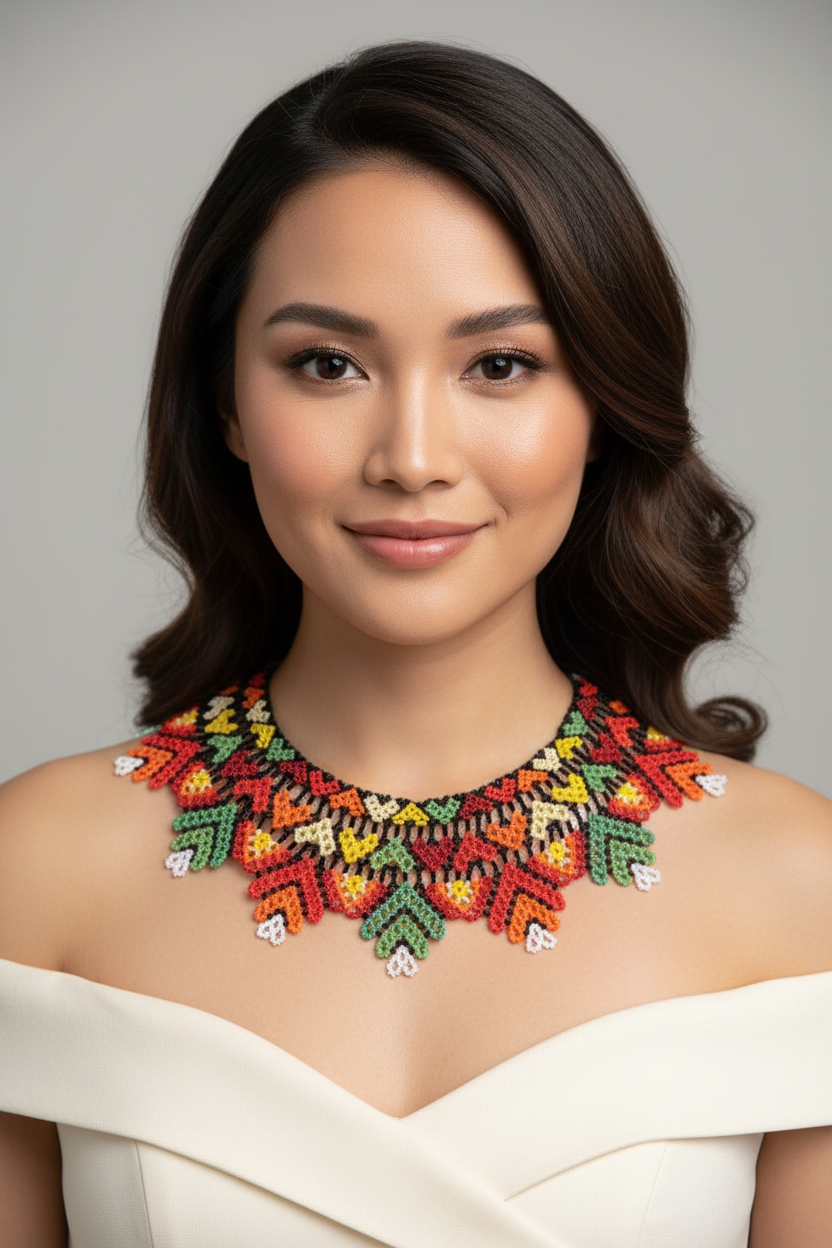 Festive Floral Beaded Necklace