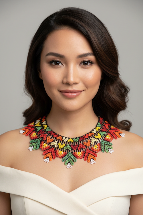 Festive Floral Beaded Necklace