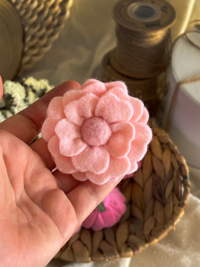 Pink Flower Hair Clips Set of 6 - Soft Foam Flowers with Pearl Centers