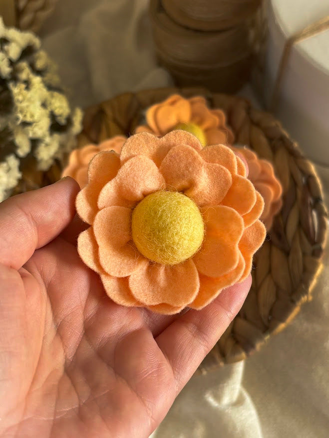 Peach Flower Hair Clips Set of 6 - Foam Flowers with Gold & White Centers