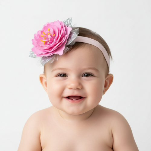 Baby Headband with Pink Flower