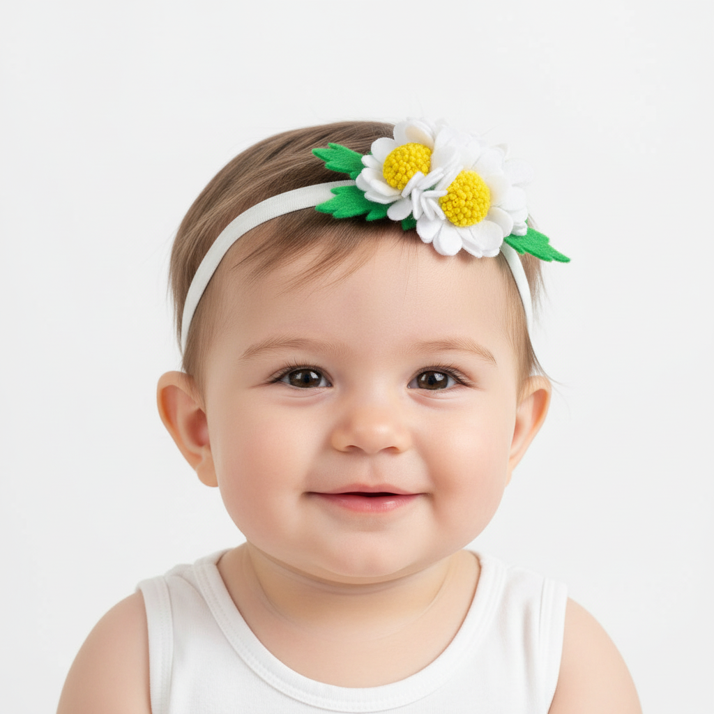 White Daisy Baby Headband