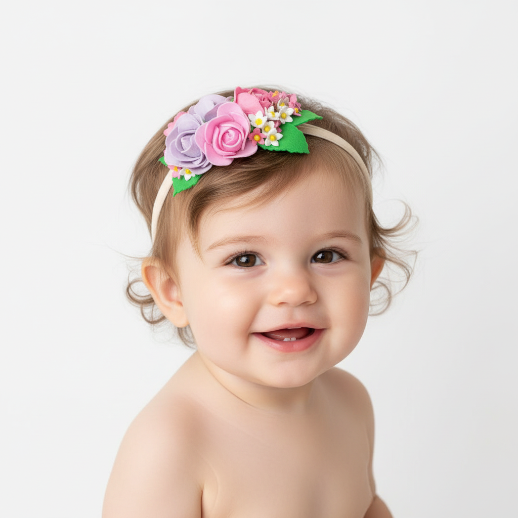 Pink & Purple Rose Baby Headband