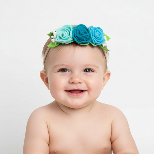 Blue Rose Baby Headband