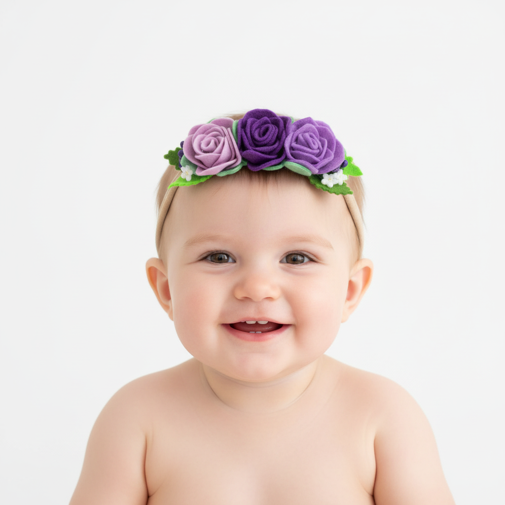 Purple Rose Baby Headband