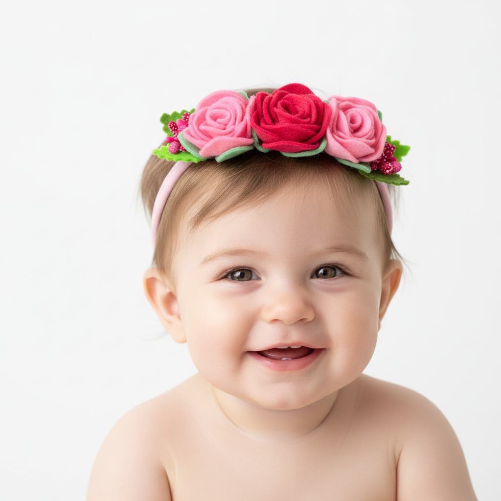 Pink Rose Baby Headband