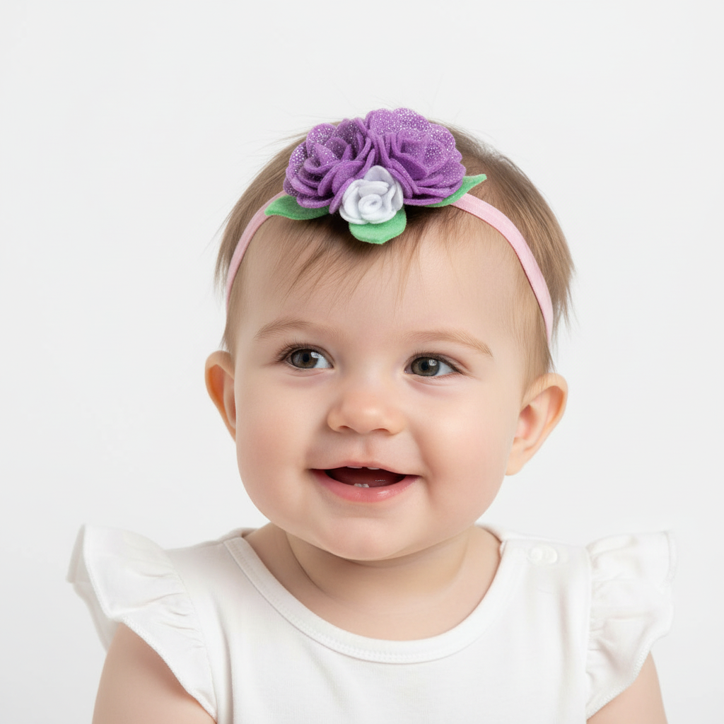 Purple Rose Baby Headband