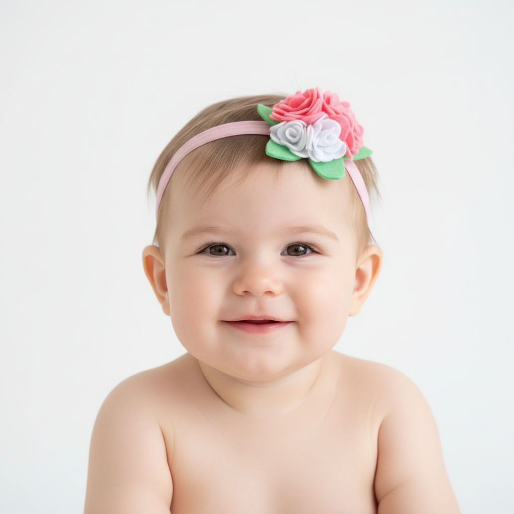 Pink Rose Baby Headband