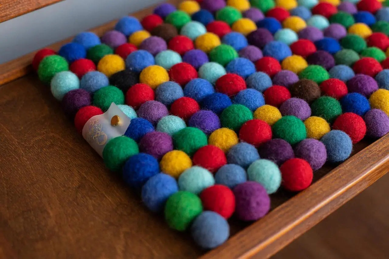 Rainbow Dreams - Wool Ball Pet Bed Mat for Cats & Small Dogs