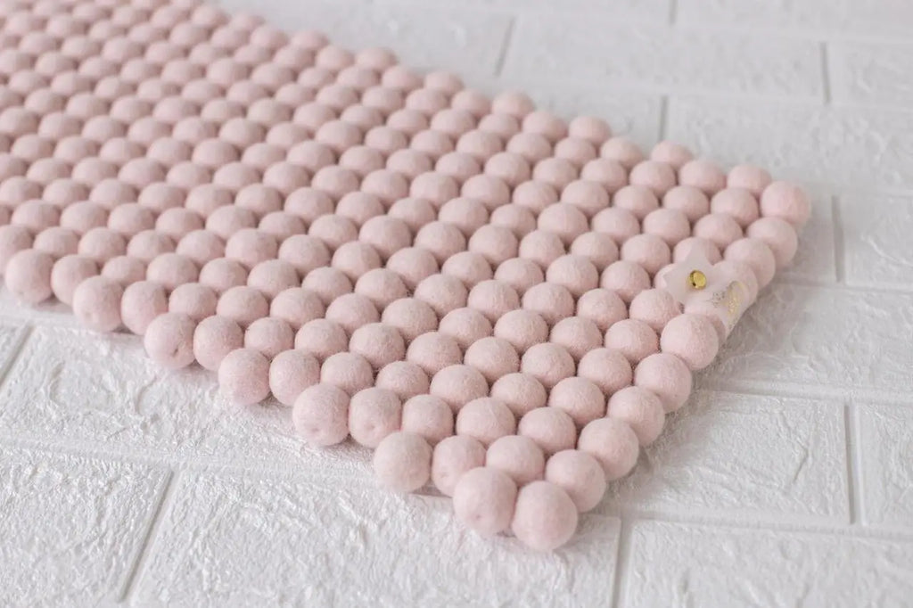 Blushing Pink Dreams - Wool Ball Pet Bed Mat for Cats & Small Dogs