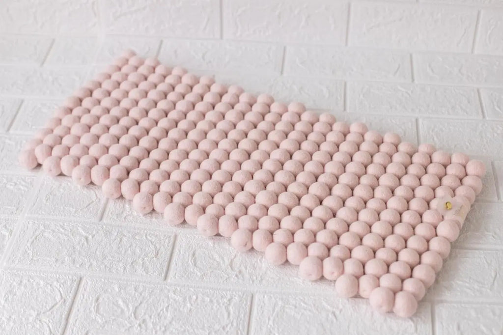 Blushing Pink Dreams - Wool Ball Pet Bed Mat for Cats & Small Dogs