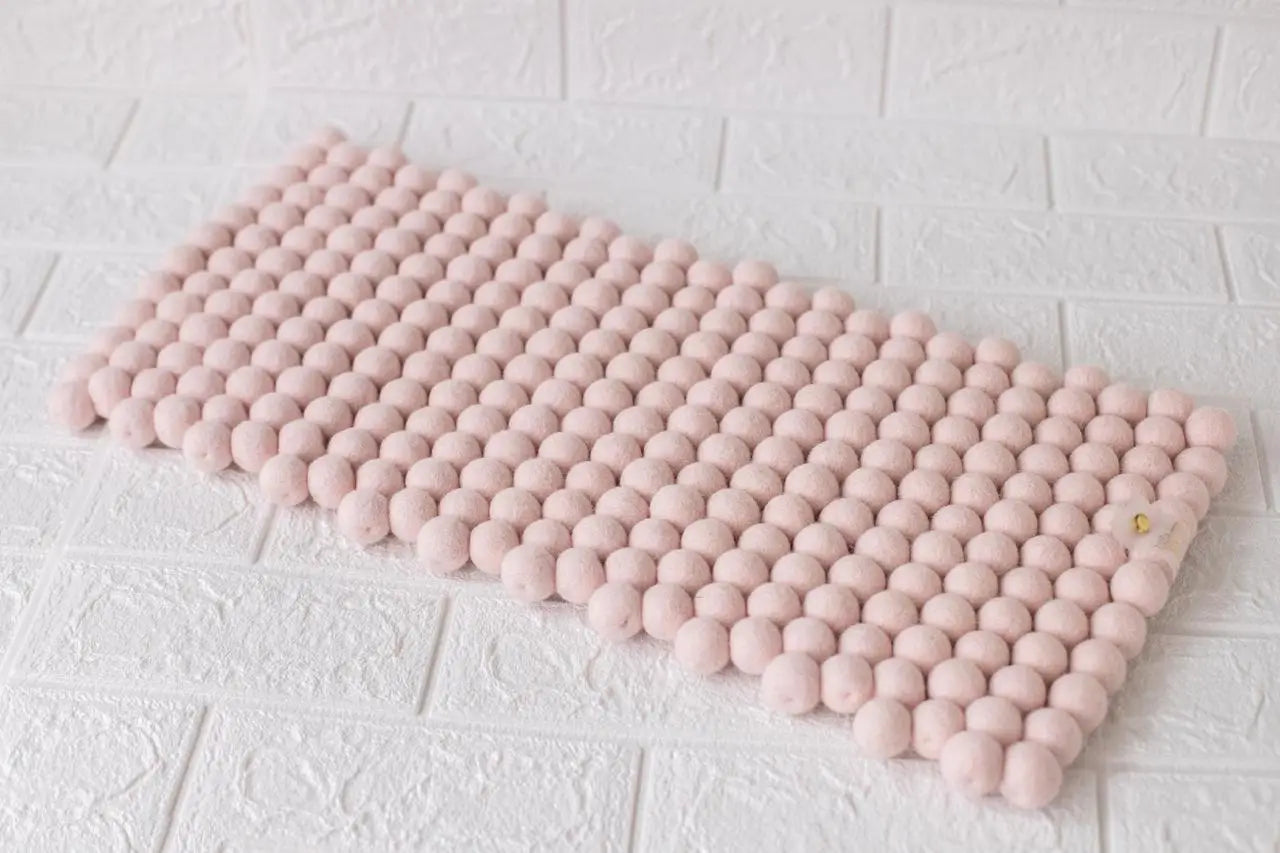 Blushing Pink Dreams - Wool Ball Pet Bed Mat for Cats & Small Dogs