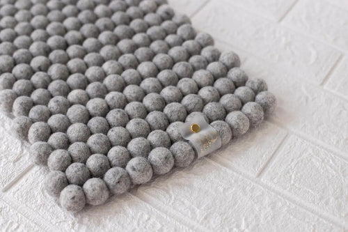 Cloudy Grey Dreams - Wool Ball Pet Bed Mat for Cats & Small Dogs