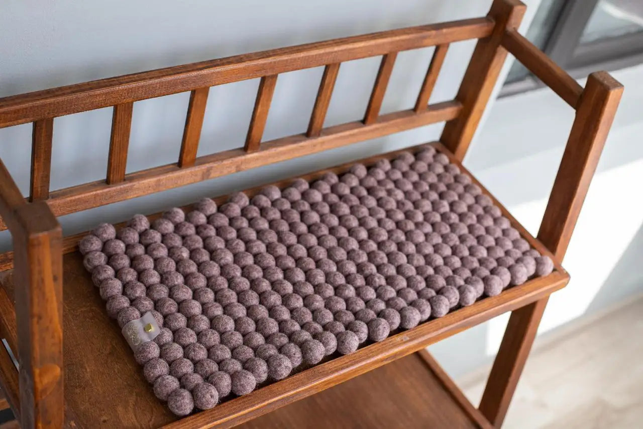 Chocolate Melange Dreams - Wool Ball Pet Bed Mat for Cats & Small Dogs