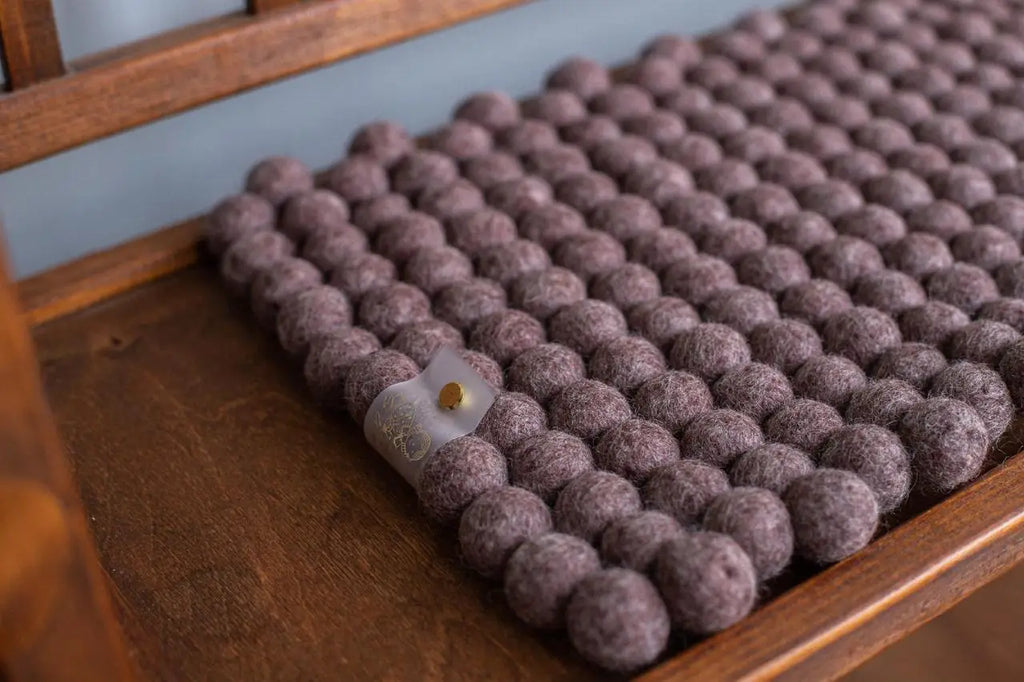 Chocolate Melange Dreams - Wool Ball Pet Bed Mat for Cats & Small Dogs