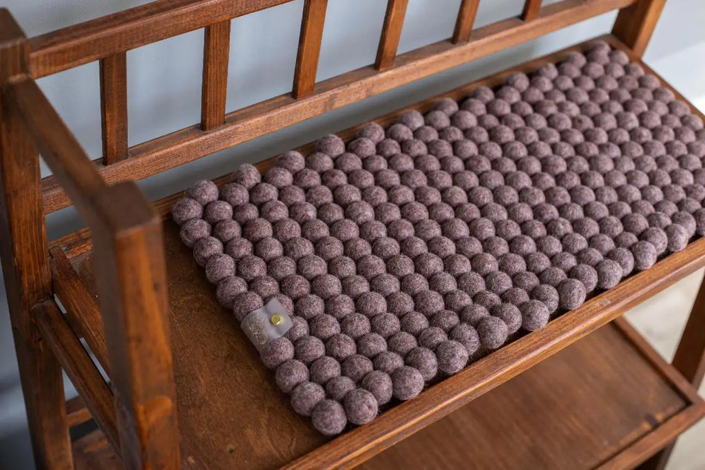 Chocolate Melange Dreams - Wool Ball Pet Bed Mat for Cats & Small Dogs