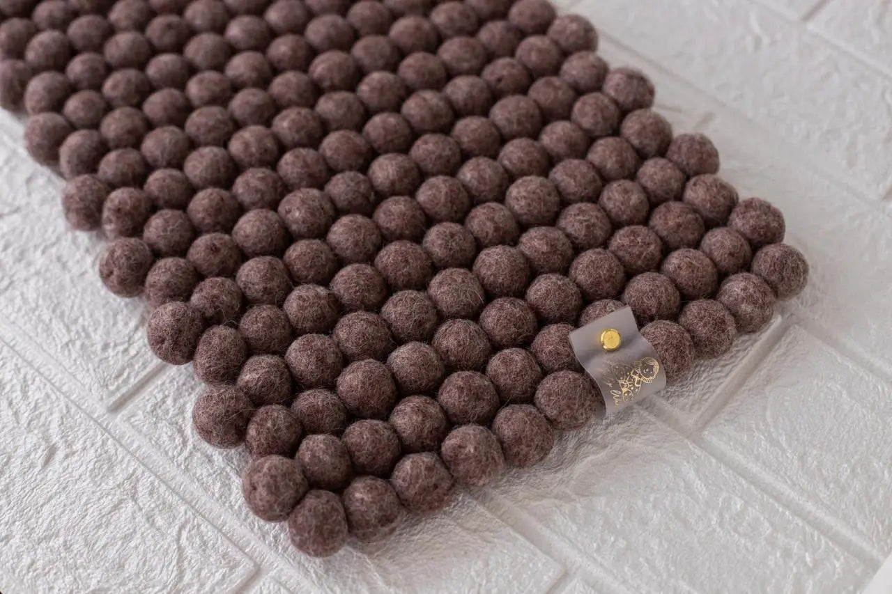 Chocolate Melange Dreams - Wool Ball Pet Bed Mat for Cats & Small Dogs