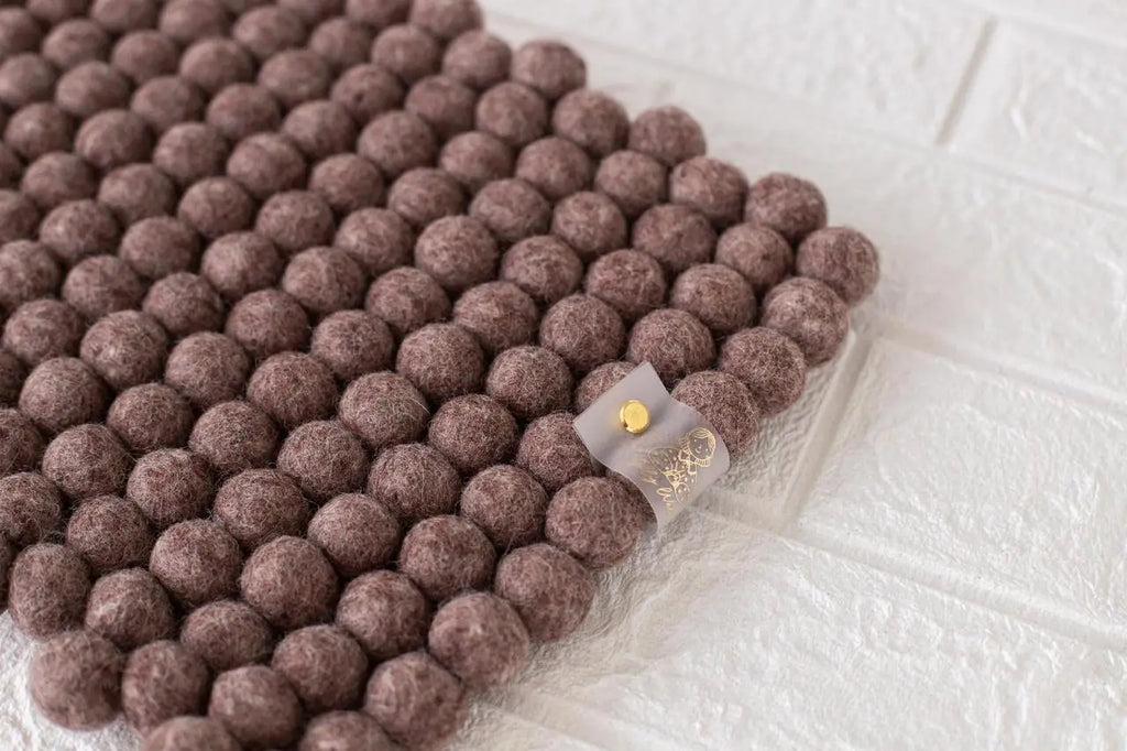 Chocolate Melange Dreams - Wool Ball Pet Bed Mat for Cats & Small Dogs