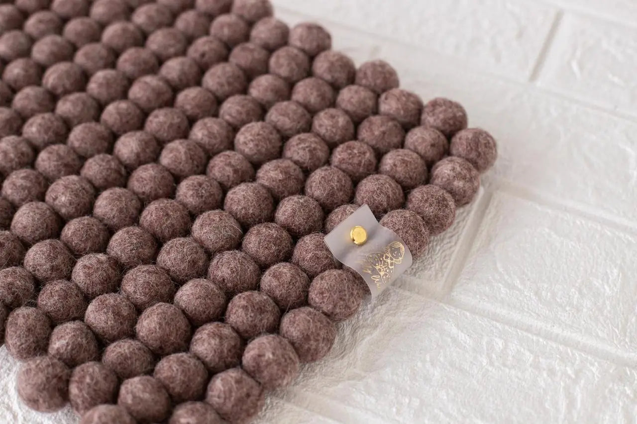 Chocolate Melange Dreams - Wool Ball Pet Bed Mat for Cats & Small Dogs