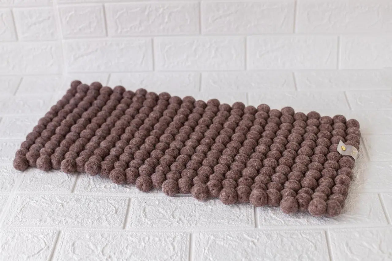Chocolate Melange Dreams - Wool Ball Pet Bed Mat for Cats & Small Dogs