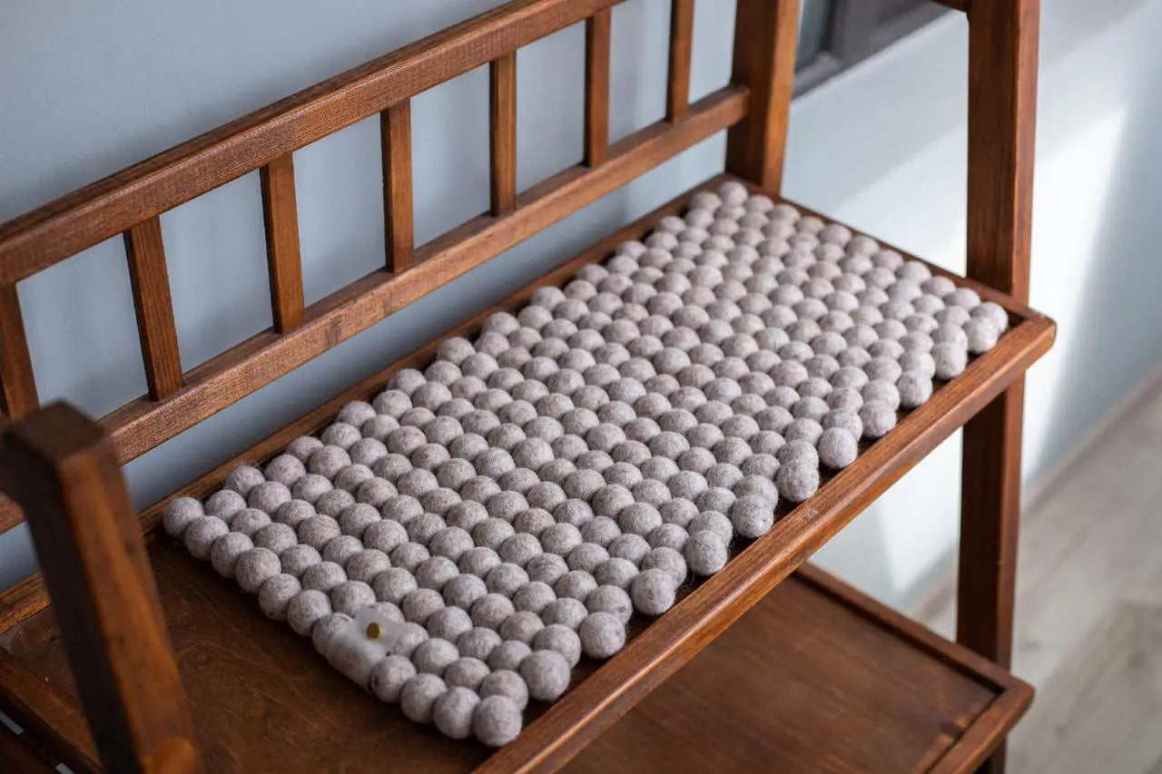 Caramel Melange Dreams - Wool Ball Pet Bed Mat for Cats & Small Dogs