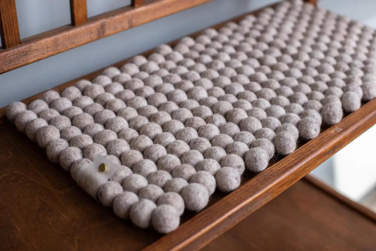 Caramel Melange Dreams - Wool Ball Pet Bed Mat for Cats & Small Dogs