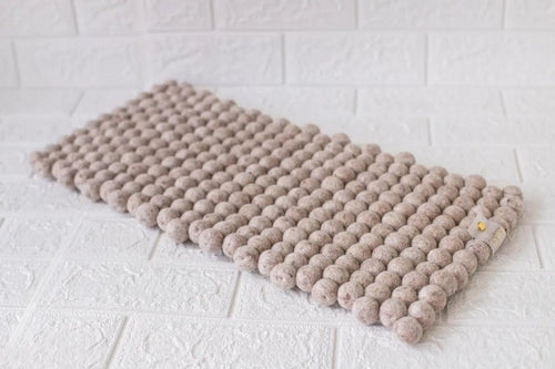 Caramel Melange Dreams - Wool Ball Pet Bed Mat for Cats & Small Dogs
