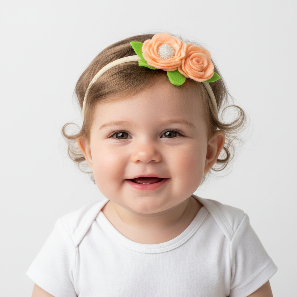 Peach Rose Baby Headband