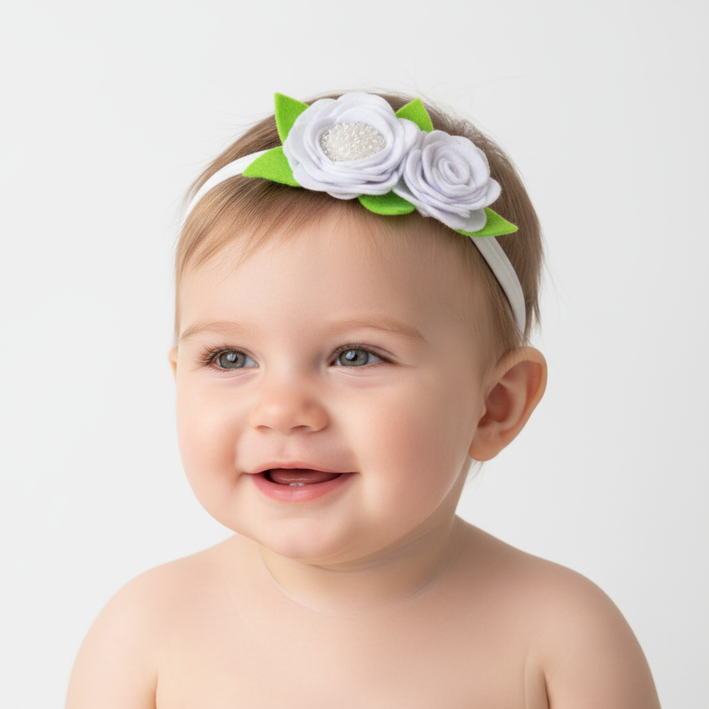White Rose Baby Headband