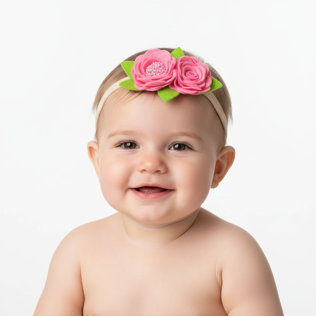 Pink Rose Baby Headband