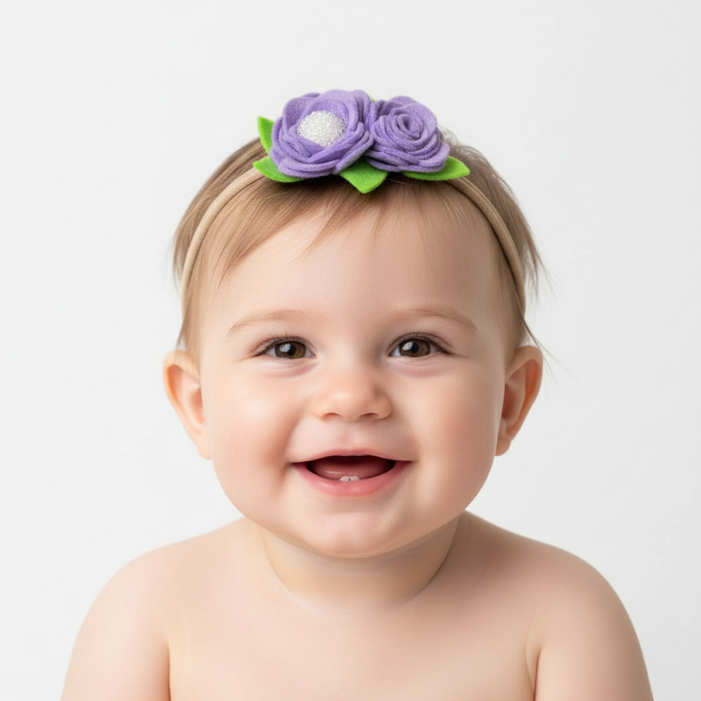 Purple Rose Baby Headband