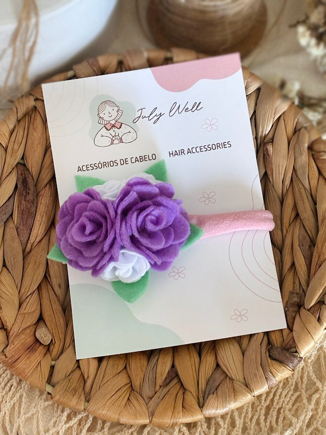 Purple Rose Baby Headband
