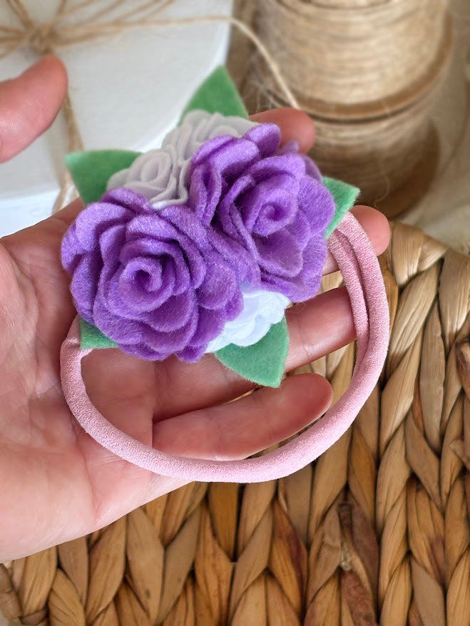 Purple Rose Baby Headband