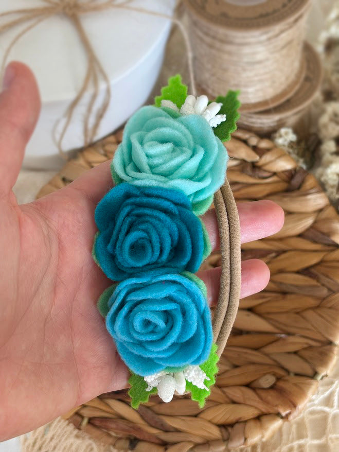Blue Rose Baby Headband