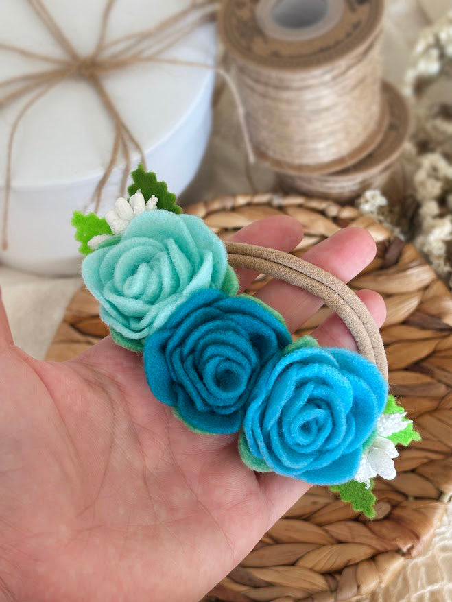 Blue Rose Baby Headband