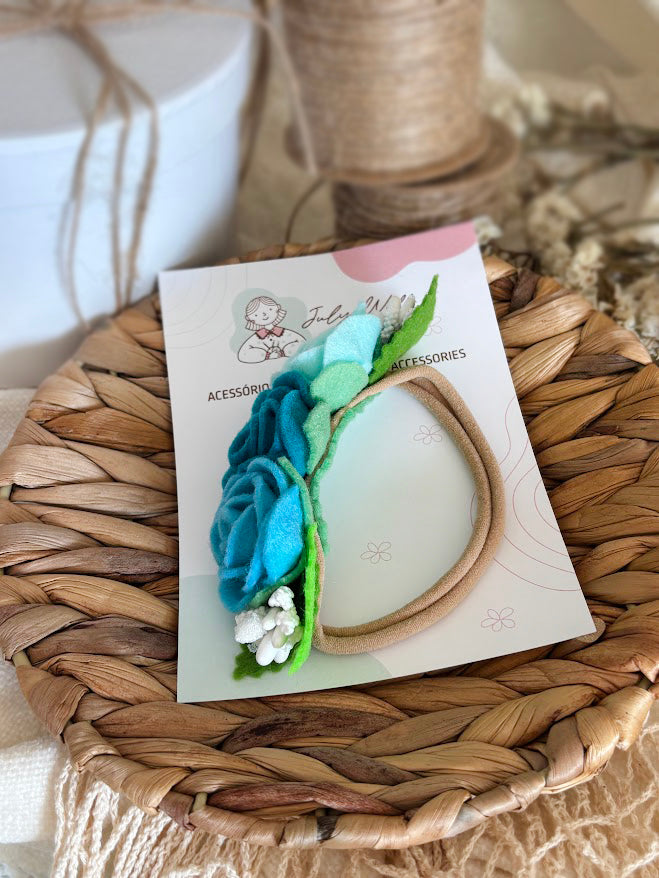 Blue Rose Baby Headband
