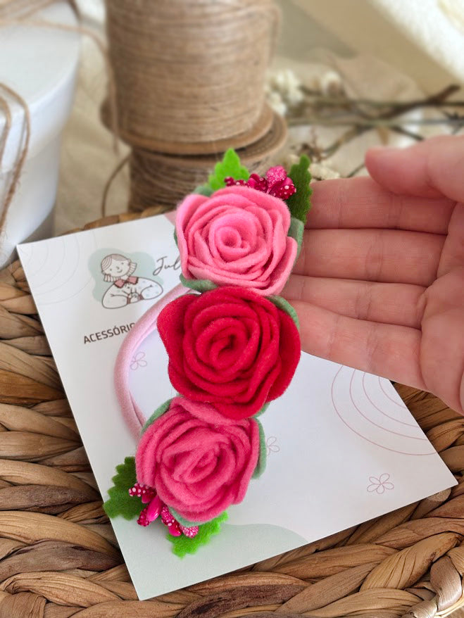 Pink Rose Baby Headband