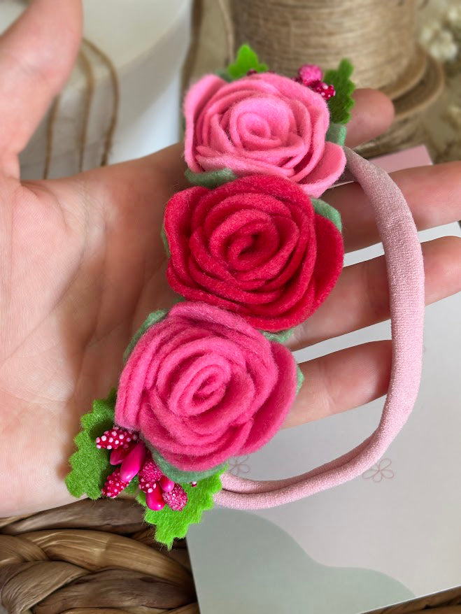 Pink Rose Baby Headband