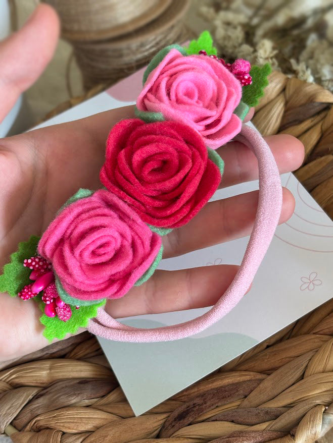 Pink Rose Baby Headband