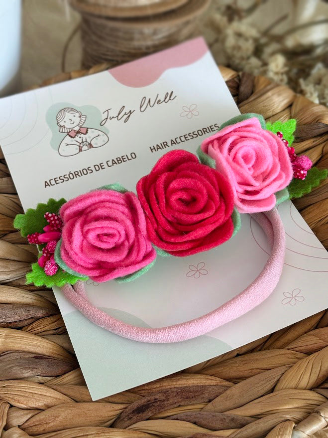 Pink Rose Baby Headband