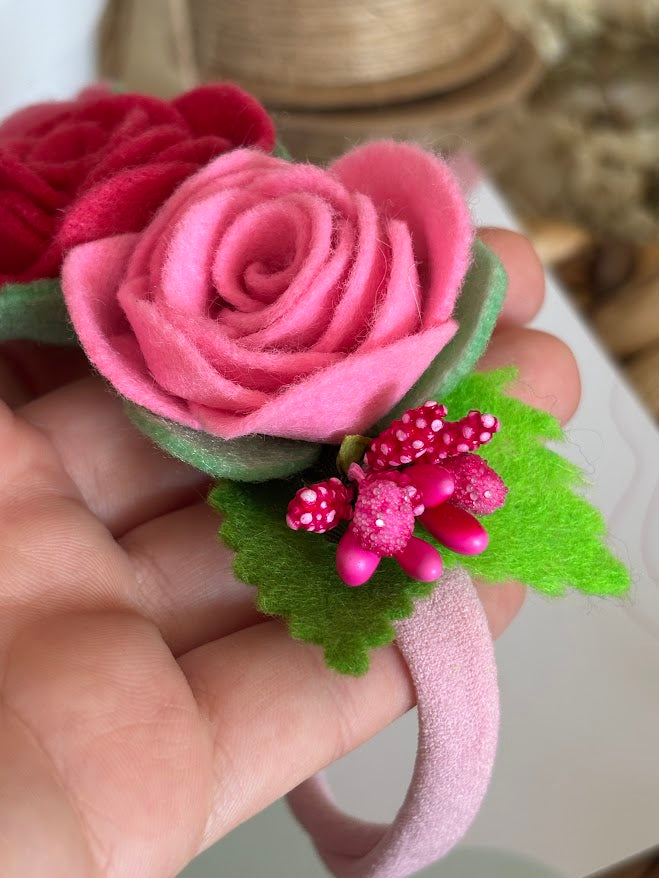Pink Rose Baby Headband