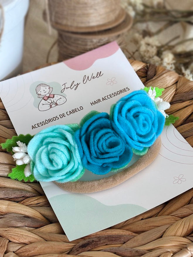 Blue Rose Baby Headband