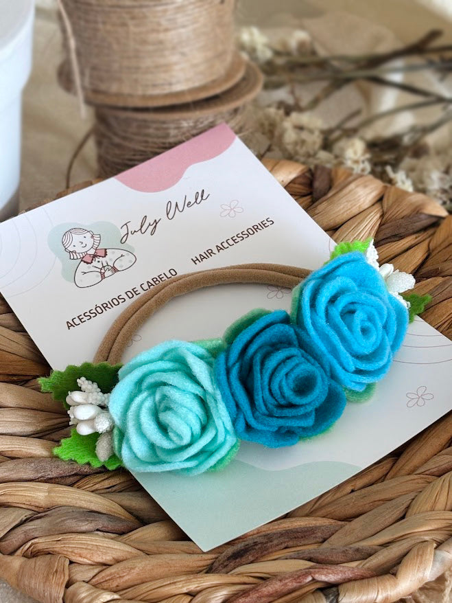 Blue Rose Baby Headband
