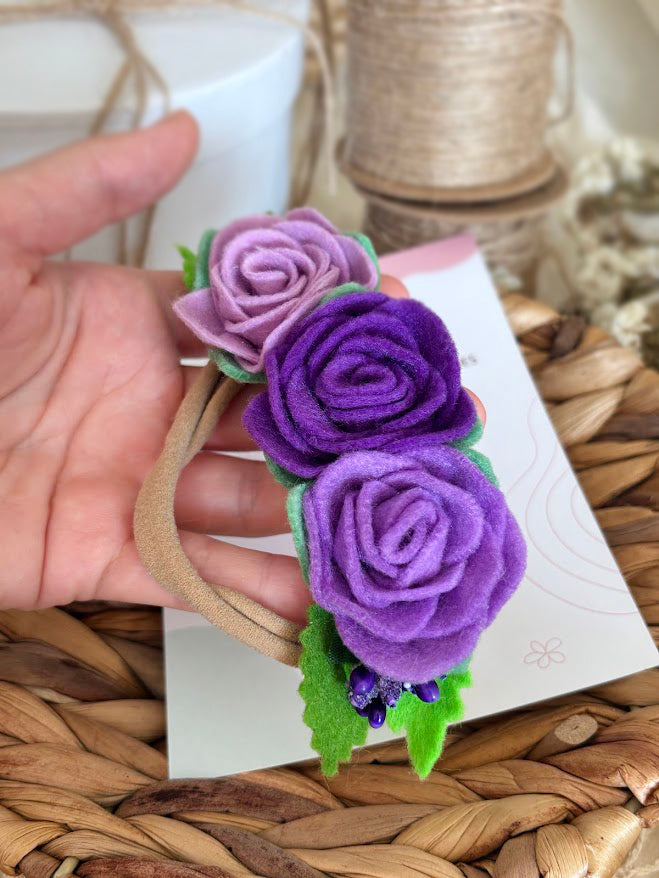 Purple Rose Baby Headband